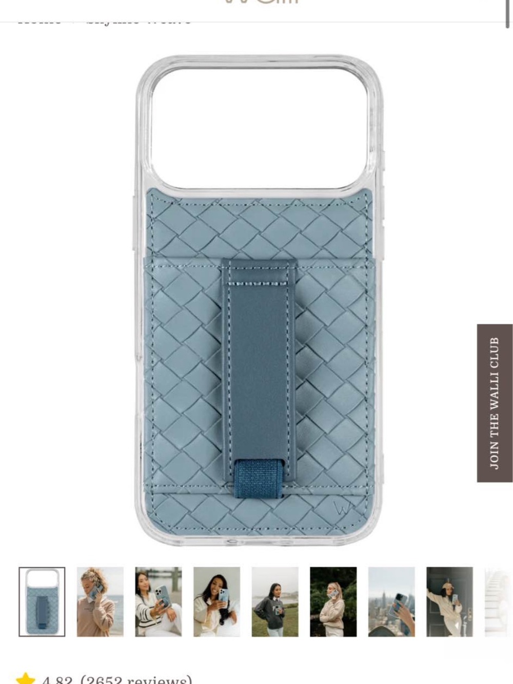 Walli Cases Light Blue Leather Phone Case with Hand Strap — IPhone 17 Pro Max